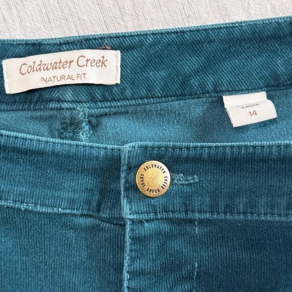 Coldwater Creek Women's Corduroy Pants Teal Bootcut Stretch Size 14 Natural Fit - Picture 2 of 15